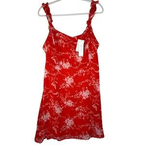 NWT All in Favor Red White Floral Mini Dress Size XL